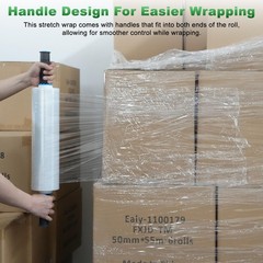 80 Gauge Clear Stretch Wrap Film Roll 15 Inch x 1000 Ft Handles Packing