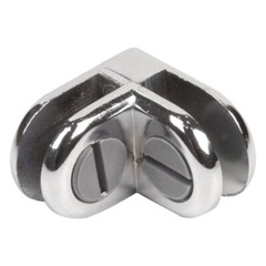 5 Pcs Chrome Metal 2 Way Glass Shelf Connector 3/16″ Tempered Glass 90 Degree