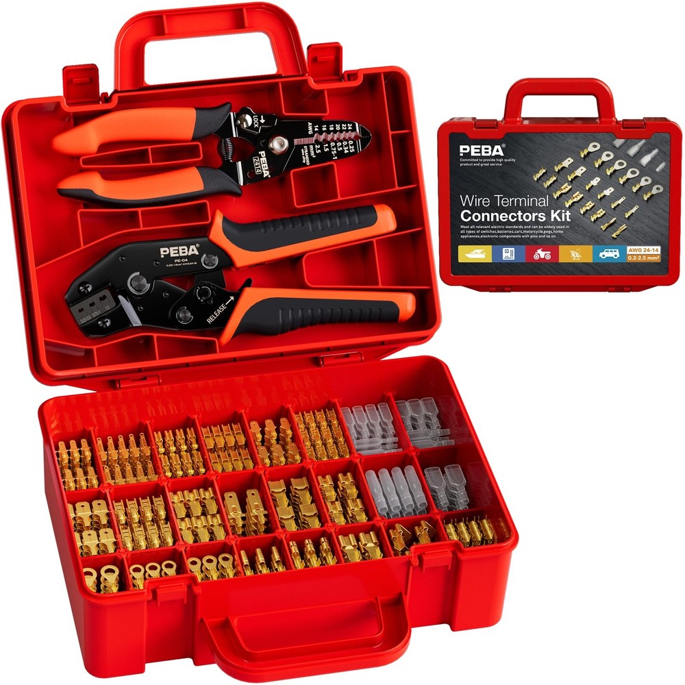 Crimping Tool and Spade Connectors Kit – 20 Types Spade Connectors & Ratchet