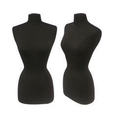 Female Dress Form Pinnable Black Mannequin Torso Size 10-12 with Metal Base