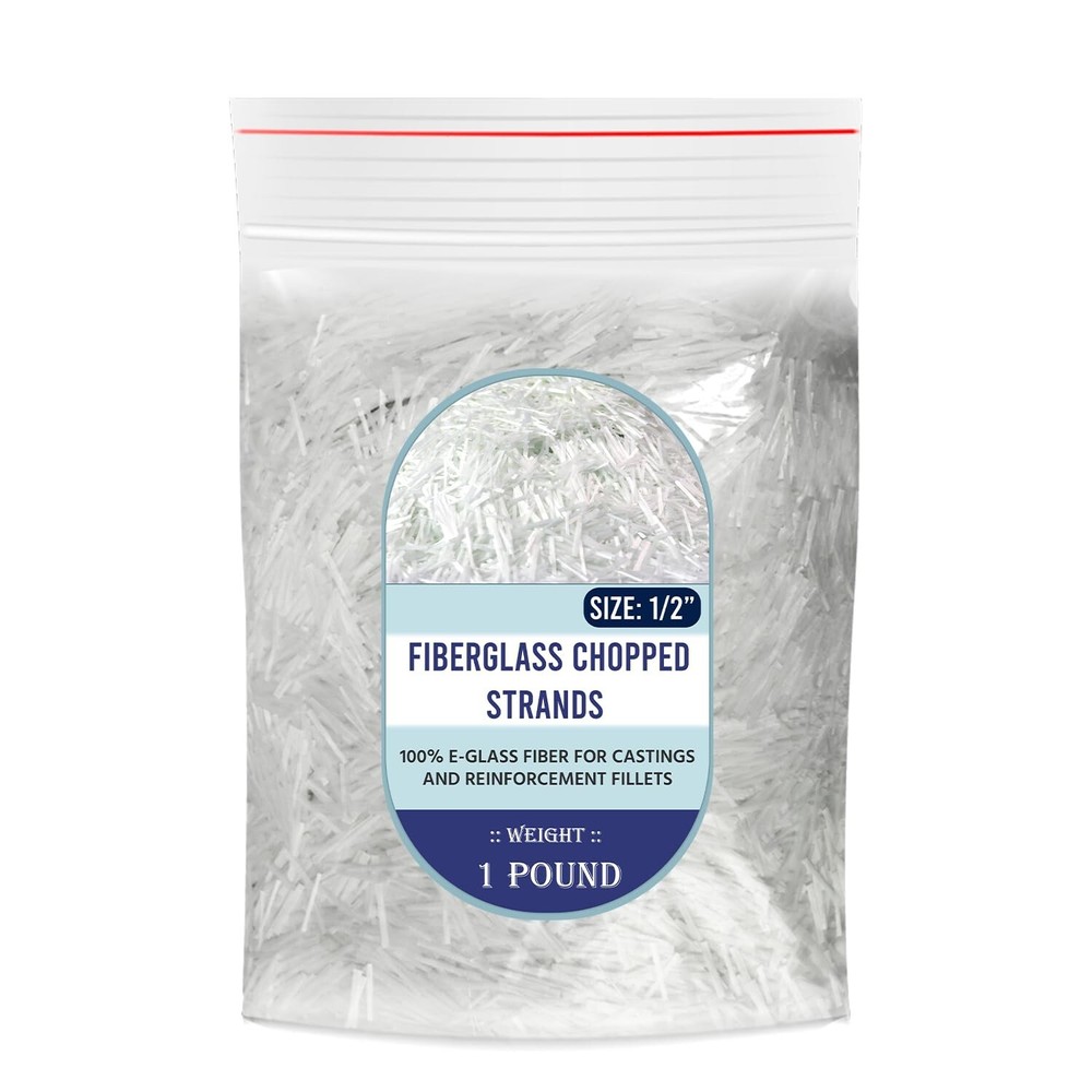 1 Pound – 1/2″ Chopped Glass Fiber Strands – 100% E-Glass Fiber
