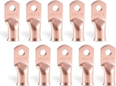 1/0 AWG 0 Gauge 1/4 Inch M6 Copper Ring Terminals Pcs Heavy Duty Battery Cable