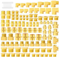 104Pcs Brass Pipe Fittings Assortment Kit, Reducing Adapter, Hex Nipple, Female