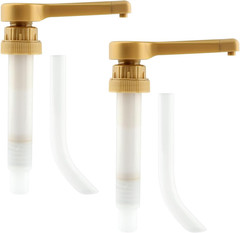 2Pcs 64oz Sauce Pump Dispenser for Syrups & Sauces – Gold & White