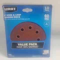 (10-Pack) Wood Metal Stripping 60 GRIT COARSE 5″ HOOK & LOOP SANDING DISCS -HART