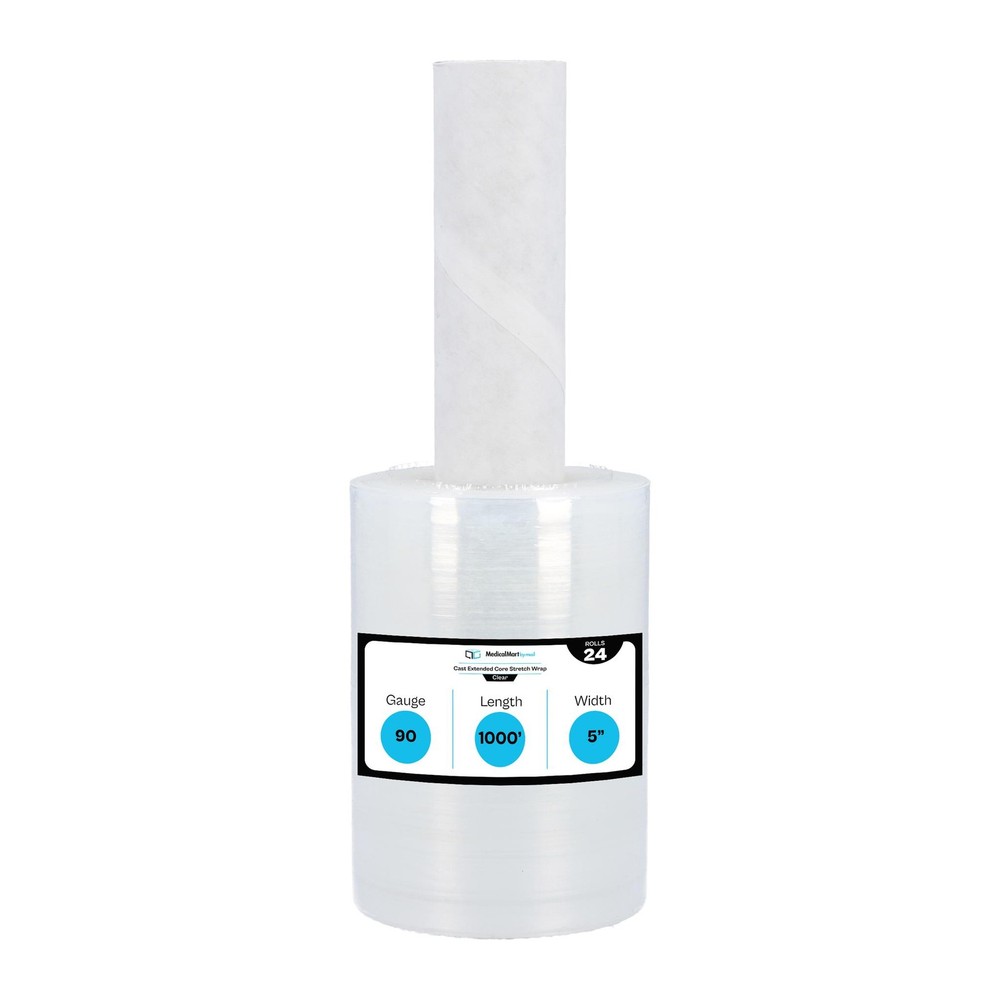 Extended Core Mini Stretch Wrap Clear Shrink Film 5″ x 1000′ 90 Gauge 24 Rolls