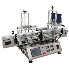 Auto Conveying Filling &Bottle Capping Machine 4 Head Magnetic Pump 8mm Nozzle