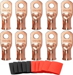 Heavy Duty 0 Gauge Copper Lugs 1/0 AWG 5/16 Ring Terminals Battery Cable Ends