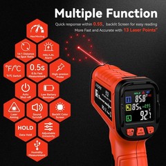 Infrared Thermometer Temperature Gun -58°F to 1796°, 16:1 Non Contact Laser T…