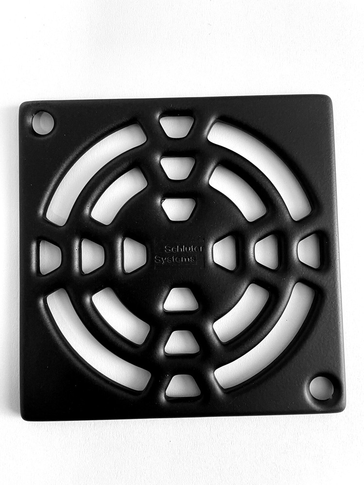 Schluter Kerdi 4 Inch Square Stainless Steel Grate – Rejilla Design Matte Black