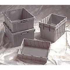 Stack & Nest Storage Tote, 17.7 gal, 24 in L x 20 in W x 12-3/8 in H, Gray,