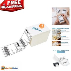 100-Pack 4 x 6 Thermal Labels – Perforated Shipping Labels with Strong Adhesive