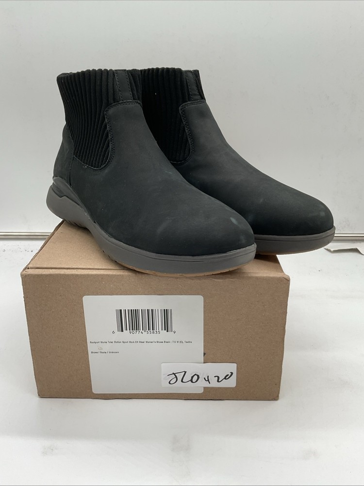 Rockport Works Total Motion Sport Women’s 7.5 W Black EH Steel Toe Shoes JLO420