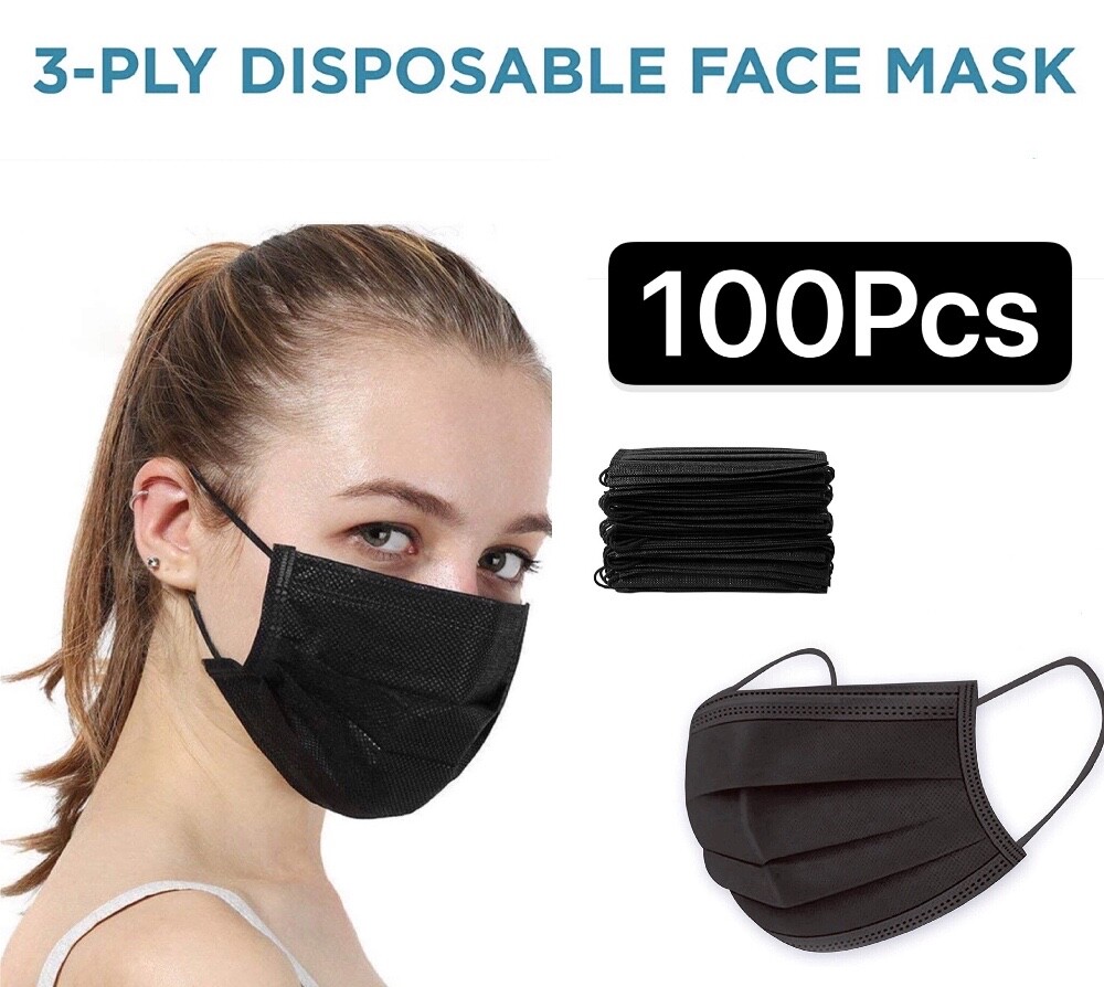 100/50 PCS Black/Blu Face Mask Mouth & Nose Protector Respirator Masks US Seller