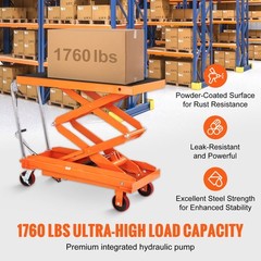 VEVOR Hydraulic Lift Table Cart 1760 lbs Manual Double Scissor Lift Table 59″