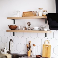 4 Pack Heavy Duty Floating Shelf Brackets, Black Metal L Wall Brackets, DIY I…