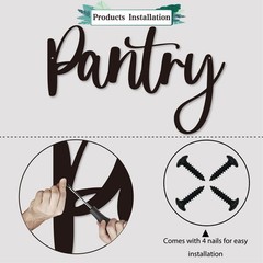Pantry Word Sign Metal Wall Decor – 12″X7.4″ 12 inches, Black