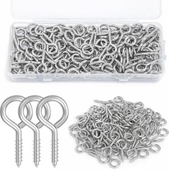 250Pcs Eye Screw Assortment Kit 9 Sizes Heavy Duty Steel Screw-in Hooks Ring Set