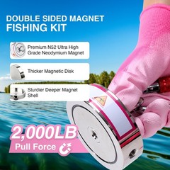 2000LB Powerful Double-Sided Neodymium Fishing Magnet – 3.70” Pulling Force