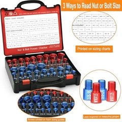 55Pcs Nut and Bolt Thread Checker 25 Metric + 30 SAE Inch Thread Gauge Set, Deta