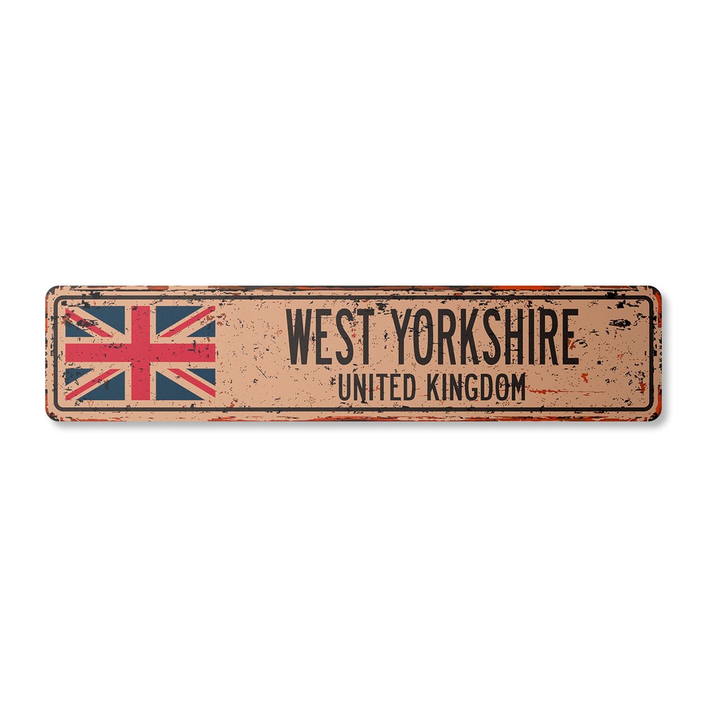 WEST YORKSHIRE UNITED KINGDOM Vintage Street Sign British Britons Brits flag