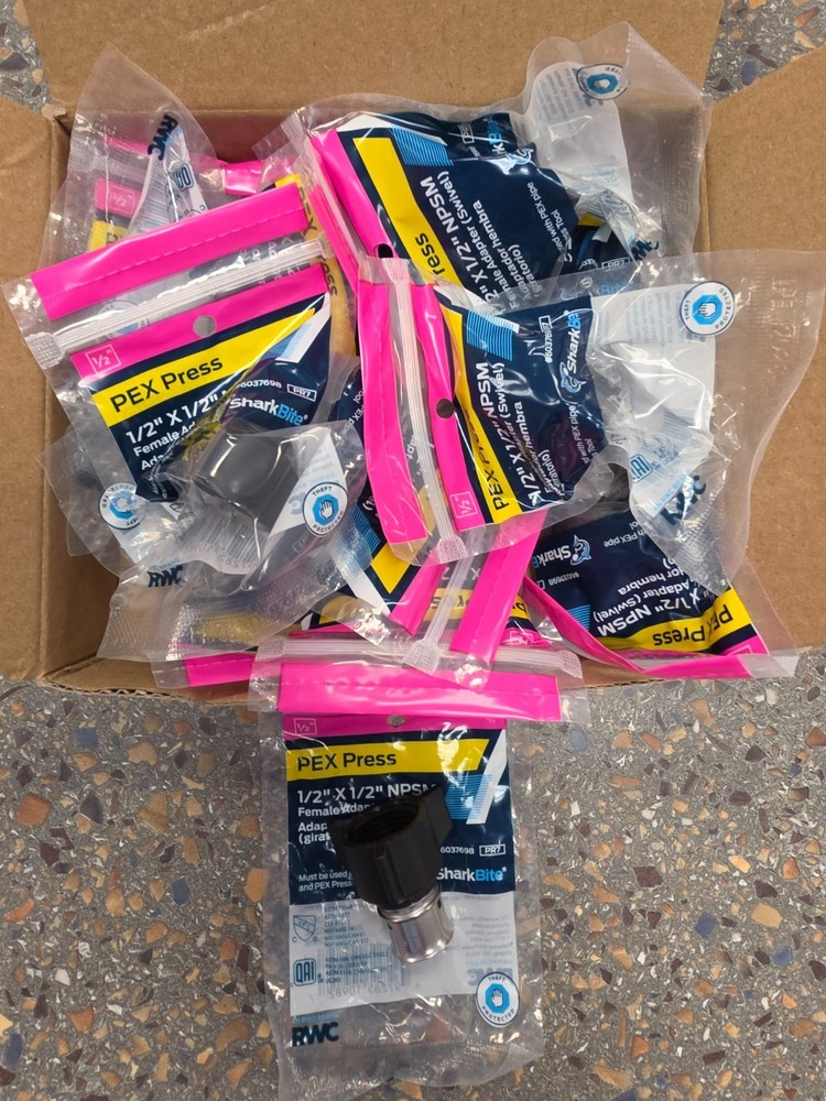 (BOX OF 12) SharkBite 1/2-in PEX Press x 1/2-in FNPT Poly Female Swivel Adapter