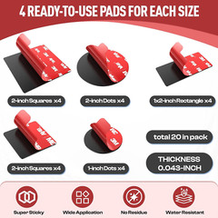 3M Double Sided Tape Heavy Duty, 20PCS VHB 5952 Adhesive Pads – 1 in & 2 in Squa