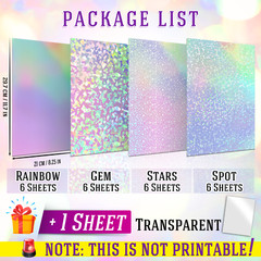25 Mixed Koala Holographic Sticker Paper Clear Self-Adhesive Laminating Overlay