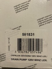 ASKO, 581831, Dishwasher Drain Pump, 120V/60Hz, OEM, New