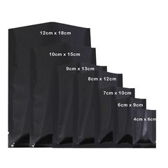 Flat Glossy Black Foil Open Top Mylar Bags Sample Pouches Variety Quantity Sizes