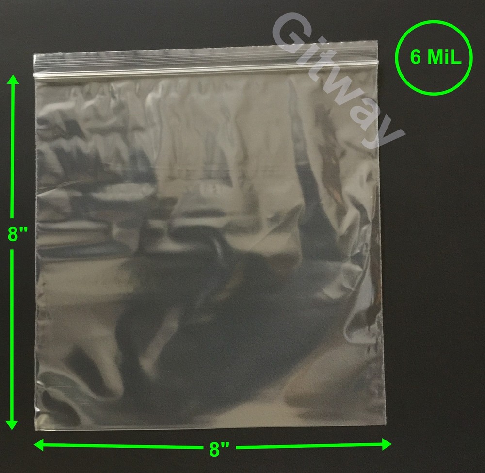 8″ x 8″ Heavy Duty 6 MIL Resealable Zip Top Lock Bag 8×8 6 ML Clear Plastic Bags
