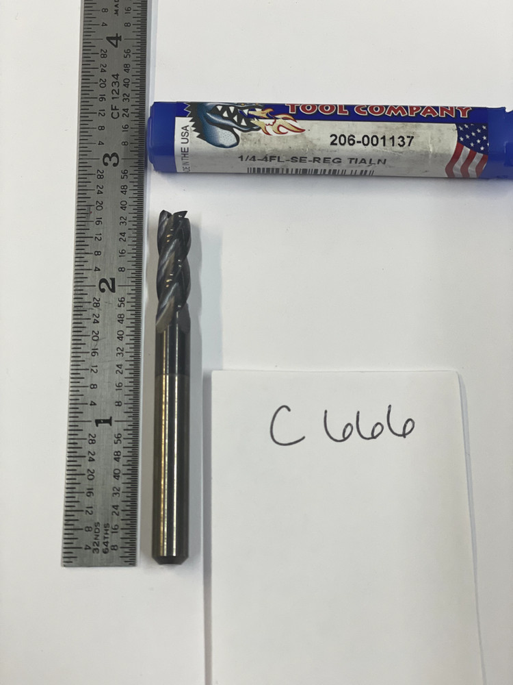 1 NEW MONSTER 1/4″ DIAMETER CARBIDE ENDMILL 206-001137. 4 FL. 3/4″ LOC (C666)