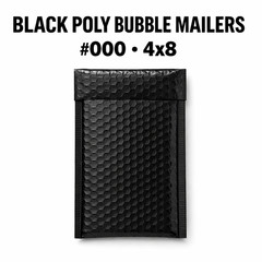 1000 Bulk Black Poly Bubble Mailers #000 4×8 Water Resistant Padded Envelopes