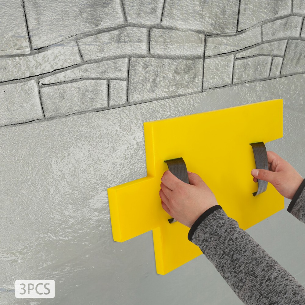 3PCS Manual Yellow Concrete Stamping Molds Stackable Concrete Stone Texture Mats