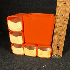 Vintage HOF Hong Kong Orange Plastic Desk Organizer 4 Drawers 2 Cups No 7412