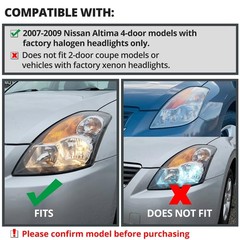 Smoke Lens Headlights L+R Pair 2007-2009 Nissan Altima 4Dr Headlight Assembly