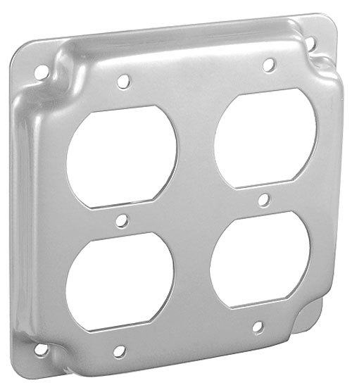 4″ Square Finished Industrial Electrical Box Cover 2 Standard Duplex Receptacles