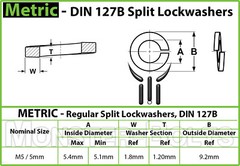 M5 / 5mm Metric Steel Split Lock Washers with Black Oxide Coating DIN 127B