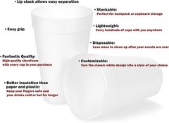 12 Oz Foam Cups (100 Pack) Lightweight 100 Count (Pack of 1), 100 Pack