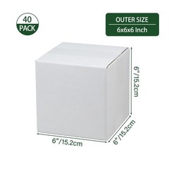6x6x6 Inches Shipping Boxes Set of 40, White Corrugated Cardboard Box Literat…