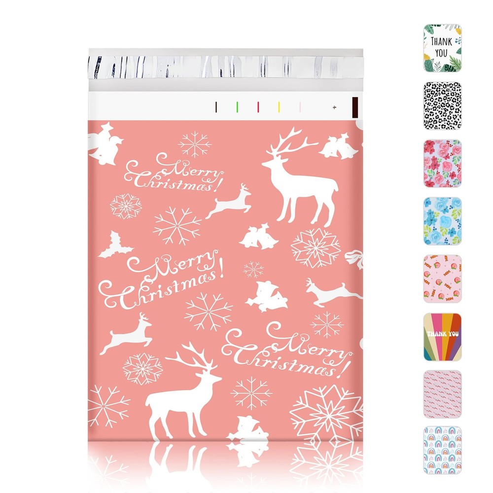 100 Pcs Christmas Poly Mailers 10×13 Inches, Reusable Mailing Envelopes for B…