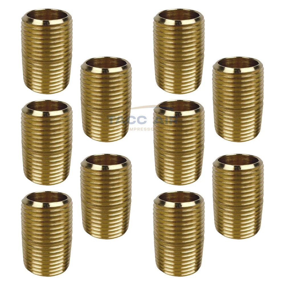 10 Pack Brass Close Pipe Nipple Fitting 1/2″ MNPT x 1/2″ NPT Male Adapter
