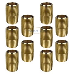 10 Pack Brass Close Pipe Nipple Fitting 1/2″ MNPT x 1/2″ NPT Male Adapter