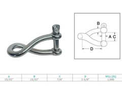 15/32″ Stainless Steel 316 Twisted Shackle Screw Pin,1500 Lb WLL Marine Grade