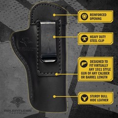 The Defender Leather IWB Holster for 1911 Style Handguns – Standard or Swe