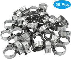 Litoexpe 50 Pcs Single Ear Hose Clamp 12.8Mm-15.3Mm, Hose Crimp Clamps Ear Crimp