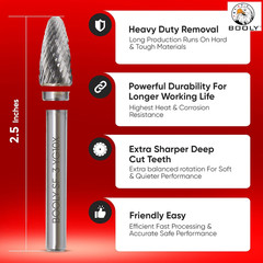 Premium-Grade Die Grinder Bits Carbide Burr Set 1/4 Shank 8-PC Double-Cut Rotary