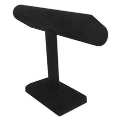 Black Velvet Oval T Bar Jewelry Display Bracelet Holder 7-1/2”L x 6-1/2”H