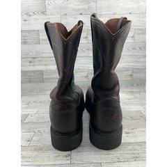 Justin Dark Brown Leather Work Boots Pull On Roper Round Toe Oil Resist Men 12D