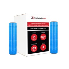 4 Rolls Cast Narrow Banding Stretch Wrap Shrink Film 15″ x 1500′ 63 Ga Dark Blue